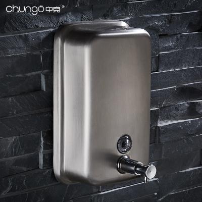 China Bathroom Hotel 304 Stainless Steel Antirust Wall Mounted Manual Liquid Hand Bottle Soap Pump Dispenser 500-1000ml for sale