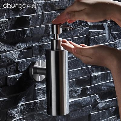 China Modern Wall Mount Black 304 Stainless Steel Squeeze Hand Sanitizer Bathroom Kitchen Soap Pump Liquid Dispensers for sale