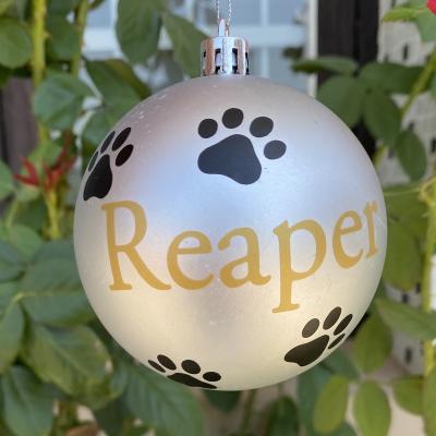 China Dropshipping Custom Pet Paw Print Christmas ball Personalized Christmas Ornament Christmas Ball for sale