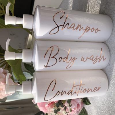 China Dropshipping Personalized White Shampoo & Conditioner Refillable Bottle Bathroom Accessories Pump Shampoo Dispenser for sale