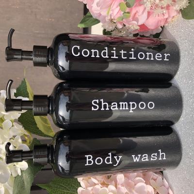 China Mrs Hinch Inspired Black Personalised Pump Bottle Bathroom Lotion shampoo bottles for sale