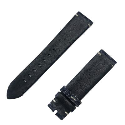 China Chinber Leather Blue Jeans Leather Watch Strap For iWatch Denim Watch Band For Apple 38mm 42mm for sale