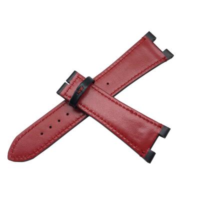 China Leather strap cowhide plain weave strap needle pattern ultra-thin watch band strap ultra-thin soft wholesale for sale