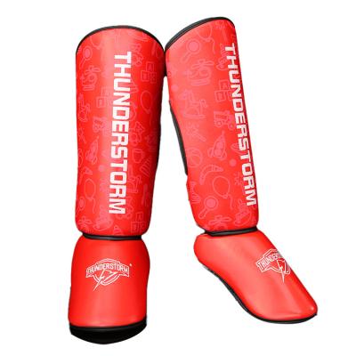 China Adult BILLION PU Leather Shin Guards Muttahida Majlis-e-Amal Instep Leg Pads Protective Muay Thai Boxing Training for sale