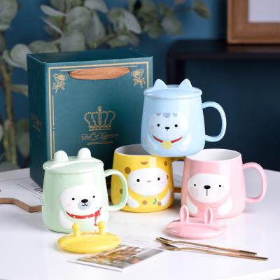 China Viable Nordic Korean Wholesale Coffee With Lid Cup Cartoon Ceramic Creative Mug for sale