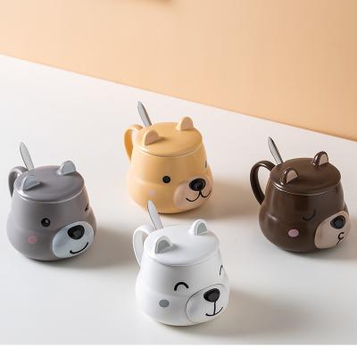 China Viable With Lid Milk Ceramic Creative Creative 3d Animal Shaped Cute Mug Cups Support Coffee Mug for sale