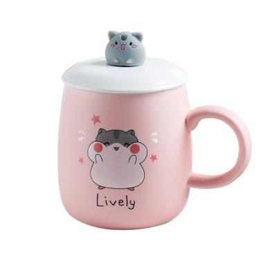 China Creative porcelain 3d cute cartoon printing cup viable mouse mugs large animals ceramic mug for sale