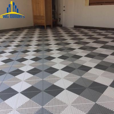 China High Quality Building Anti-Slip 80 White Dark Gray Tone Assembled Interlock Tiles 300 x 300 pp garage floor tile for garage for sale