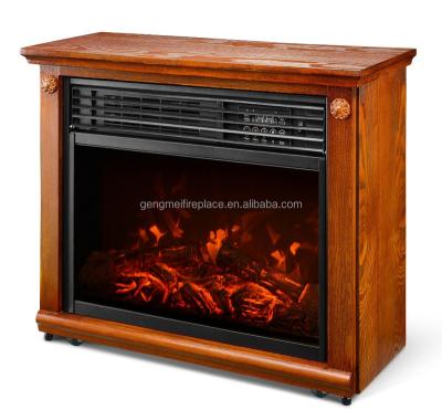 China Large Car Room Infrared Quartz Electric Fireplace Heater Honey Oak Finish With Outdoor for sale