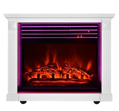 China Car Finish White Wood Mantel Electric Fireplace Heater With Back Beds for sale