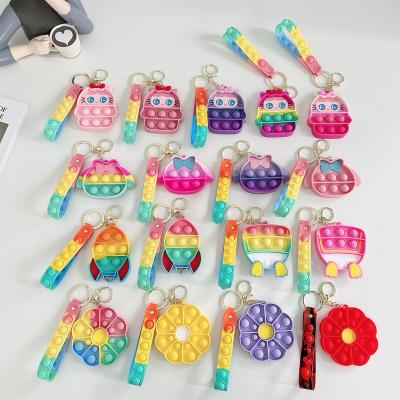 China Silicone factory direct sell high quality and low price mini push bubble key chain stirrer key chain wholesale for sale