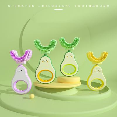 China Factory Price Avocado Food Grade Home Silicone U Shaped Children Manual 360 Degree Oral Hygiene Toothbrush for sale