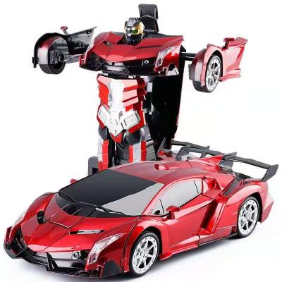 China Children's Car Toy Gesture Feeling Button Deformation Robot Monster Truck Remote Double-Sided Stunt Car for sale