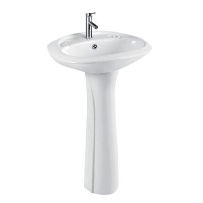 China Modern Design Wash Hand Hotel Pedestal Wash Basin Modern White Ceramic Sink For Bathroom for sale