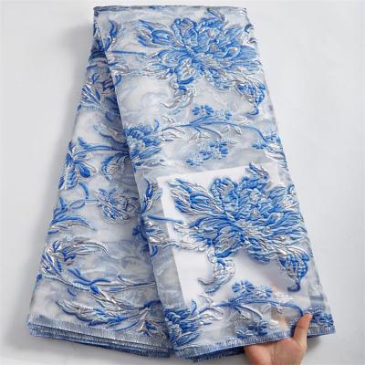 China 2022 High Quality African French Lace Fabric Latest Sky Blue Nigerian Brocade Lace Fabrics French Jacquard Lace For Wedding Dress for sale