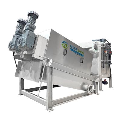 China Hotels Deslim Dewatering Machine SS304 SS316 Multi Disc Screw Press Dehydrator For Residuals Deslim Treatment for sale