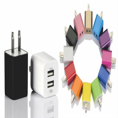 China Mobile Phone 2 Port Cell Phone USB Charger Adapter Socket Wall Mount Charger Travel USB Charger Adapter 5V 2.1A for sale