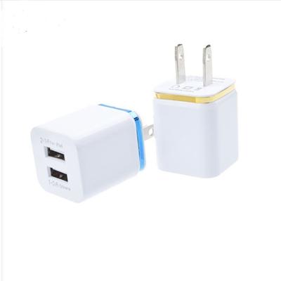 China Mobile Phone 2 Port Cell Phone USB Charger Adapter Socket Wall Mount Charger Travel USB Charger Adapter 5V 2A for sale