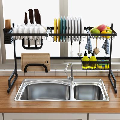 China Sustainable Sink Dish Drying Rack Stainless Steel 85cm Sink Dish Drying Rack Kitchen Draining Shelves for sale