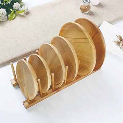 China High Quality Sustainable Wooden Buffet Utensil Storage Rack Multi-size Wooden Dish Drying Rack for sale