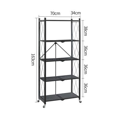 China Viable Multifunctional Foldable Microwave Oven Rack Movable Kitchen Storage Rack Shelf for sale