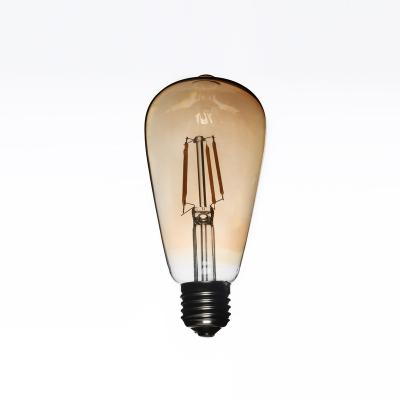 China Vintage Decorative 220V 4W 6W 8W ST64 Led Filament Light Bulb 2200K Amber Glass LED Edison Bulb for sale