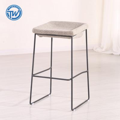 China DCE-908 Topwell Design Simply High Modern Fabric Seat Metal Frames Bar Stools Bistro Bar Chair for sale