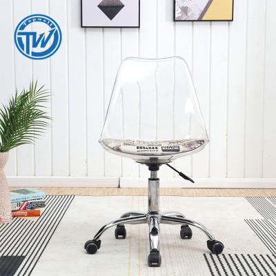 China (Size) DC-6072PCZ Topwell Office Adjustable High Quality Transparent Plastic Wheeled Swivel Chair for sale