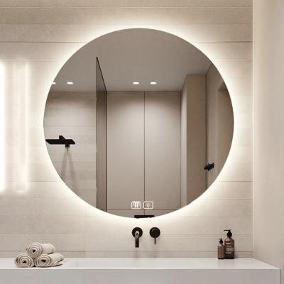 China Fog Light Bath Smart Led Round Mirror Vanity Mirror Light Bathroom With Water Anti Bluetoth Anti Fog for sale