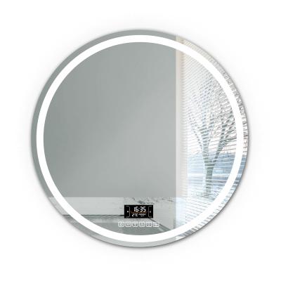 China Morden Style LED Smart Wall Mounted Round Mirror Frameless Fogproof Mirror Multifunction Senser Touch for sale