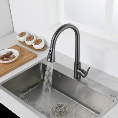 China Traditional SUS304 Stainless Steel P Kitchen Sink Pullout Side Spray Kitchen Faucet Faucet in Gun Gray for sale