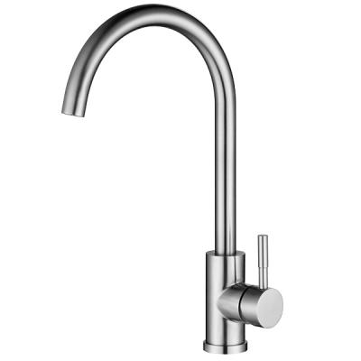 China Good Price Modern Kitchen Faucet Mixer Hole 304 Stainless Steel Single Hole Kitchen Sink Desk Mounted Faucet Brushed Hot And Cold for sale