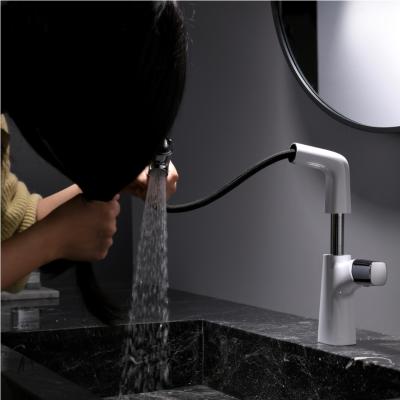 China Modern Design Mlitiple Single Function Basin Faucet Faucet For Bathroom With Pull Out Single Sprayer Hole Deck Mounted for sale