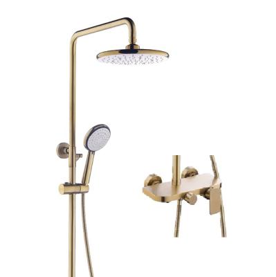 China With Sliding Bar Brushed Gold Shower Faucet Se Modern 304 Stainless Steel Shower Mixer for sale