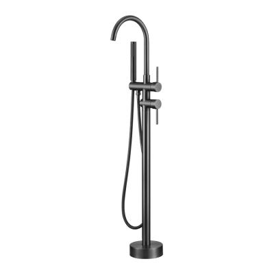 China Without Sliding Bar Floor Free Standing Spout With Hand Shower Bath Mixer Shower Position Bathtub Faucet for sale