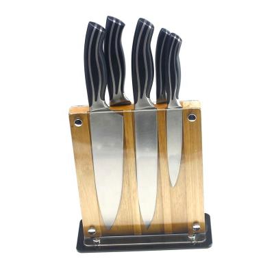 China Sustainable High Quality 6pcs ABS Handle Stainless Steel Knife Set With Glass Holder for sale