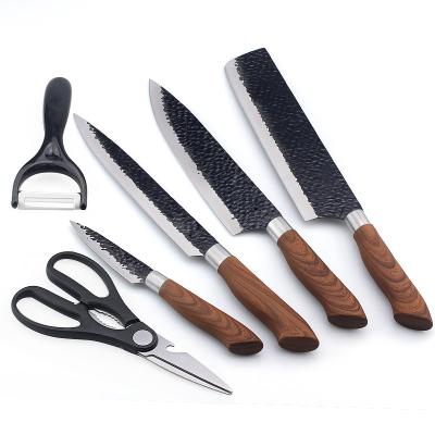 China Sustainable 6pcs Kitchen Knife Sets Scissors Paring Knife Four Knives With PP Handle for sale