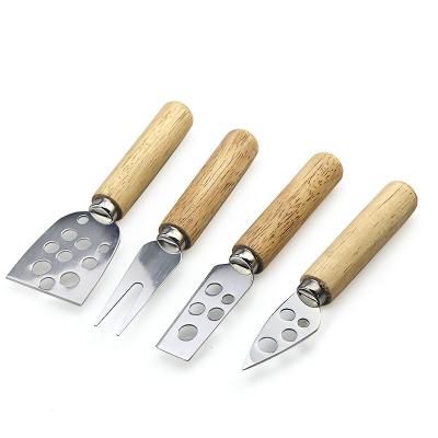 China Sustainable Wooden Handle 4pcs Cheese Knife Set for sale