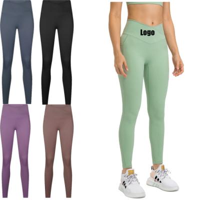 China Size 7/8 Butt Yoga Pants Breathable Custom Running Gym Workout Skin-Friendly V-Gaiters High Crack! crack! for sale