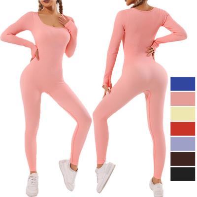 China Lady Women Jumpsuit 10 Sleeve Spandex Nylon Jumpsuit 90 Breathable Fashion Summer Long Jumpsuit Compression Yoga Seamless Rompers for sale