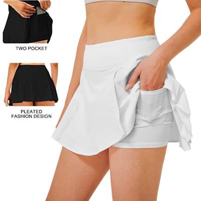 China Sets 2 IN 1 Double Layer Women Tennis Wear Golf Flowy Shorts Athletic Sports Tennis Dress Pleated Skirt With Inside Pocket for sale