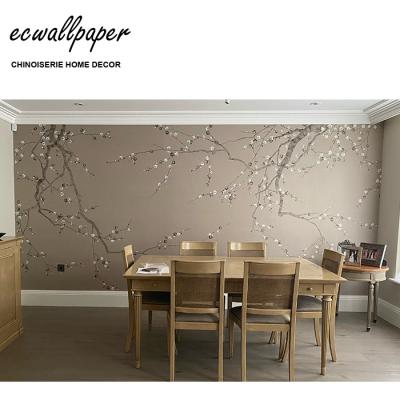 China Traditional Plum Blossom Wallpaper Hand Painted on Silk for sale