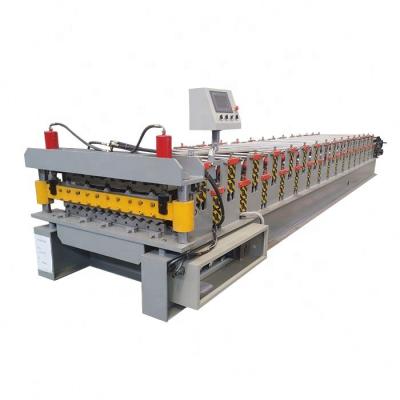 China Hydraulic Color Roof Building Material Shops Double Layer Steel Deck Panel Double Roll Forming Machine for sale