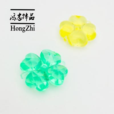 China Factory Wholesale Four Leaf Inner Clear Acrylic Clover Hongzhi Decor Flower Beads For Jewelry Making for sale