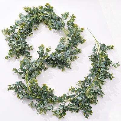 China Plastic Ruber Indoor Running Artificial Eucalyptus Leaves Greenery Garland Artificial Eucalyptus Garland For Home Wedding Hanging Decor for sale