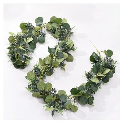 China New Indoor Artificial Natural Eucalyptus Leaves Greenery Garland Artificial Eucalyptus Garland For Home Hanging Decor for sale