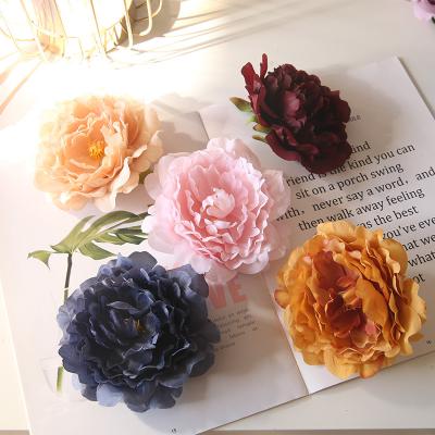 China Peony Flower In Stock 13CM Large Silk Paeonia Artificial Flower Heads Bulk Large Wholesale Artificial Peony Flower For Wedding Home Decoration for sale