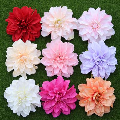 China Artificial Dahlia Flower Silk Flower Heads In Stock Colorful Large Heap Bulk Large Artificial Dahlia Flower Wholesale Decoration For Wedding Home for sale