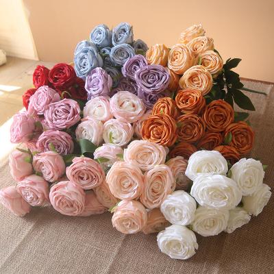 China Vintage Rose Flower 12 Heads Rose Flowers Glorious Flower Bouquets Artificial For Wedding Party Bridal Home Decoration for sale