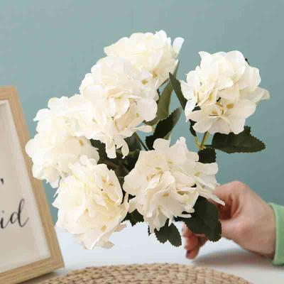 China Artificial Silk Hydrangea Flower Bouquets White Hydrangea Flower Flowers For Table Centerpieces Wedding Party Home Decoration for sale